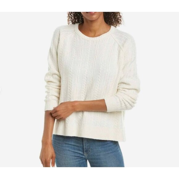 ATM Anthony Thomas Melillo Cable Knit Crew Neck Sweater Pullover Ivory Small - Picture 2 of 16